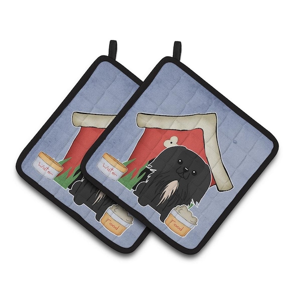Carolines Treasures Dog House Collection Pekingnese Black Pair of Pot Holders - BB2861PTHD