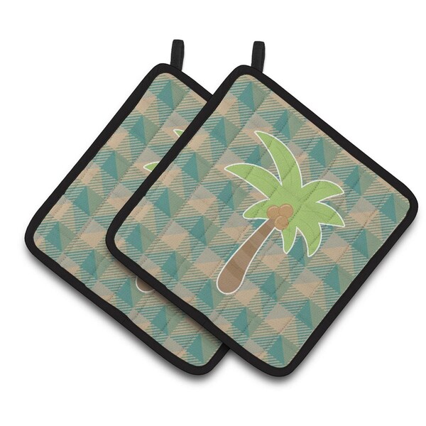 Carolines Treasures Palm Tree Pair of Pot Holders - BB7028PTHD