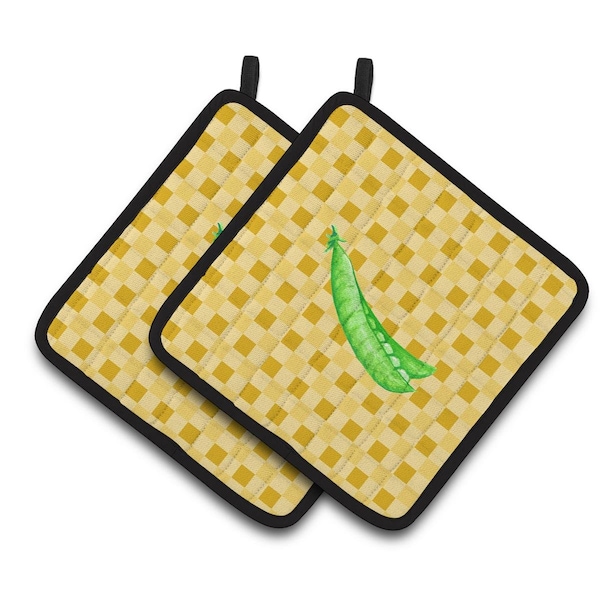 Carolines Treasures Peas on Basketweave Pair of Pot Holders - BB7207PTHD