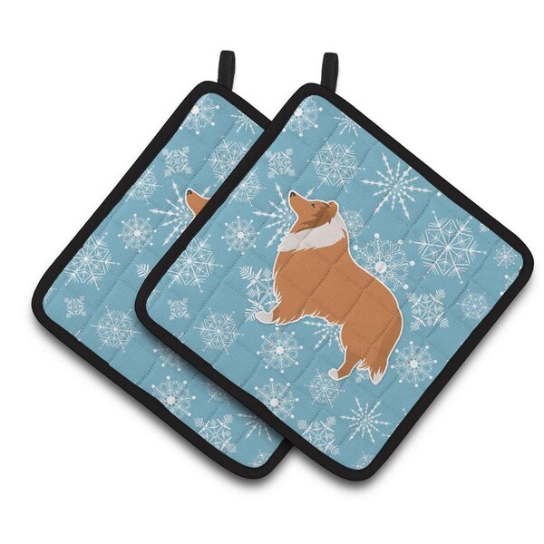 Carolines Treasures Winter Snowflake Collie Pair of Pot Holders - BB3516PTHD