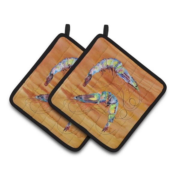 Carolines Treasures Shrimp Pair of Pot Holders, 7.5 x 3 x 7.5 in. - 8145PTHD