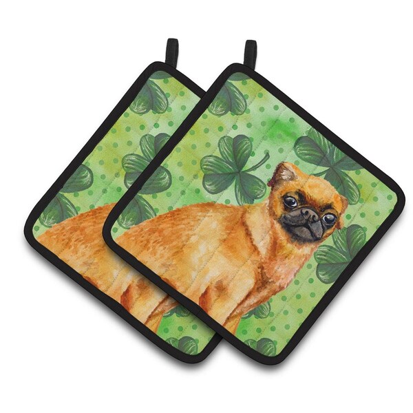 Carolines Treasures Small Brabant Griffon St.Patricks Pair of Pot Holders - BB9841PTHD