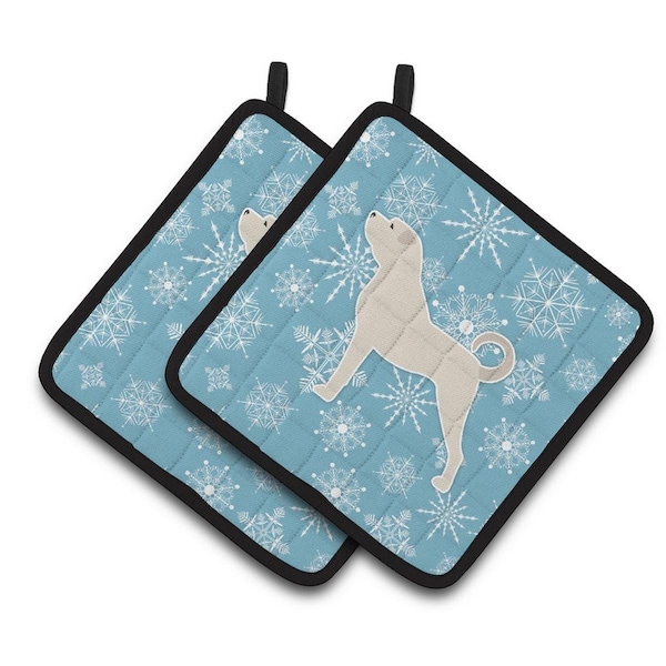 Carolines Treasures Winter Snowflake Anatolian Shepherd Pair of Pot Holders - BB3577PTHD