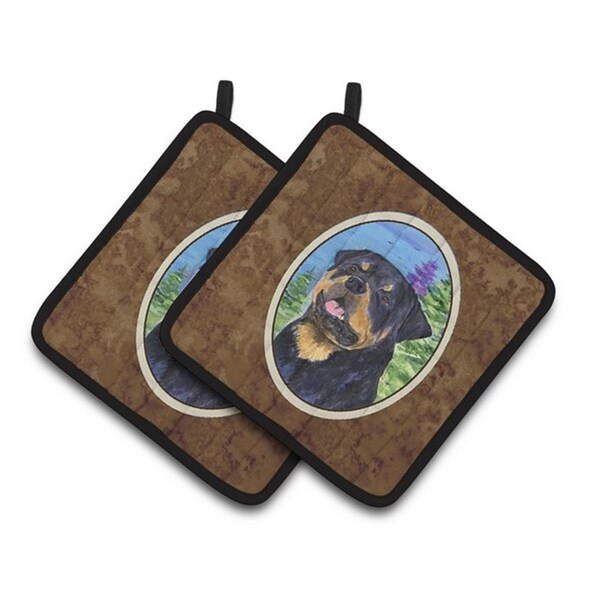 Carolines Treasures Rottweiler Pair of Pot Holders, 7.5 x 3 x 7.5 in. - SS1026PTHD