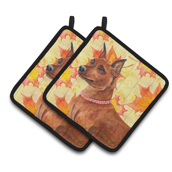 Carolines Treasures Miniature Pinscher Fall Pair of Pot Holders - BB9917PTHD
