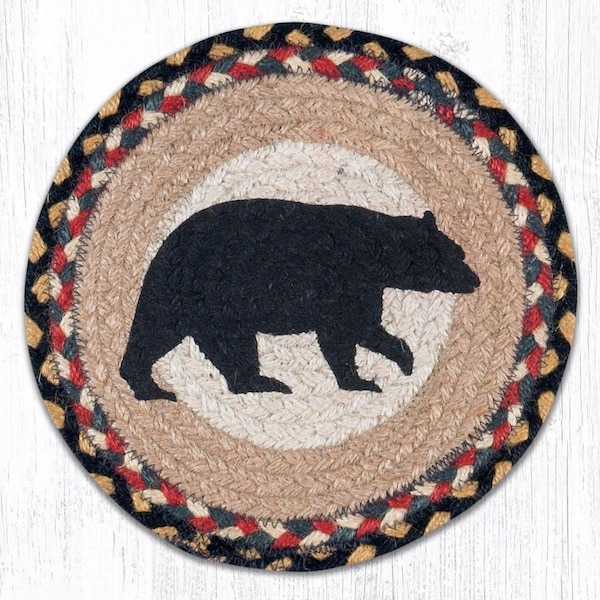 Razoredge 10 in. Jute Round American Bear Printed Trivet - RA2548474