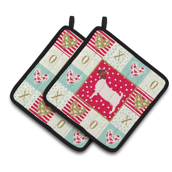 Carolines Treasures 7.5 x 7.5 in. Boer Goat Love Pair of Pot Holders - CK5313PTHD