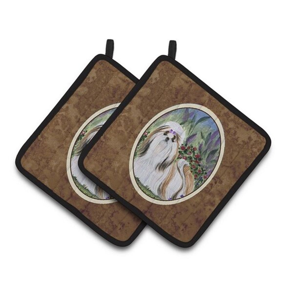 Carolines Treasures Shih Tzu Pair of Pot Holders, 7.5 x 3 x 7.5 in. - SS8034PTHD