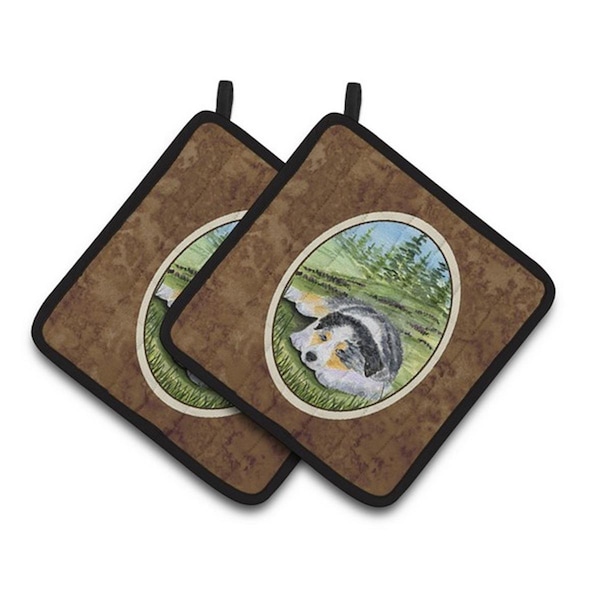 Carolines Treasures Australian Shepherd Pair of Pot Holders, 7.5 x 3 x 7.5 in. - SS8283PTHD