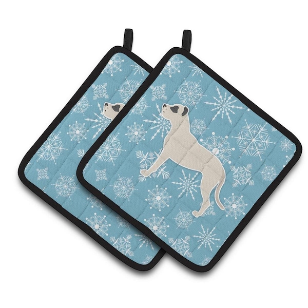 Carolines Treasures Winter Snowflake Dogo Argentino Pair of Pot Holders - BB3567PTHD