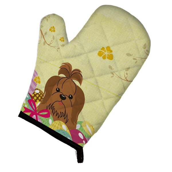 Carolines Treasures Easter Eggs Shih Tzu Silver Chocolate Oven Mitt - BB6086OVMT