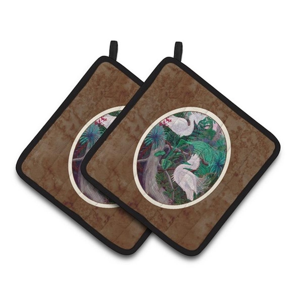 Carolines Treasures Bird - Egret Pair of Pot Holders, 7.5 x 3 x 7.5 in. - 7142PTHD