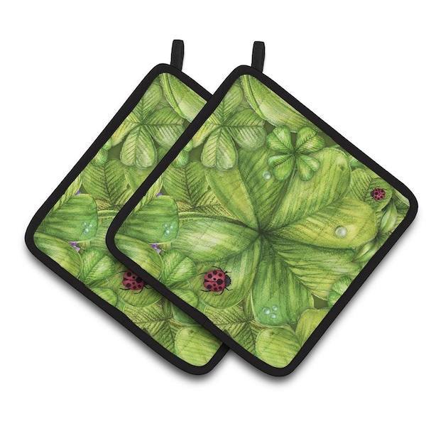 Carolines Treasures Shamrocks & Lady Bugs Pair of Pot Holders - BB5754PTHD