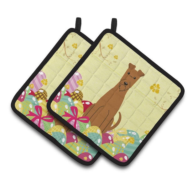 Carolines Treasures Easter Eggs Irish Terrier Pair of Pot Holders - BB6062PTHD