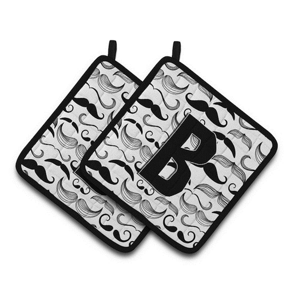 Carolines Treasures Letter B Moustache Initial Pair of Pot Holders, 7.5 x 3 x 7.5 in. - CJ2009-BPTHD