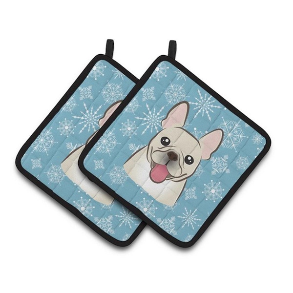 Carolines Treasures Snowflake French Bulldog Pair of Pot Holders, 7.5 x 3 x 7.5 in. - BB1672PTHD