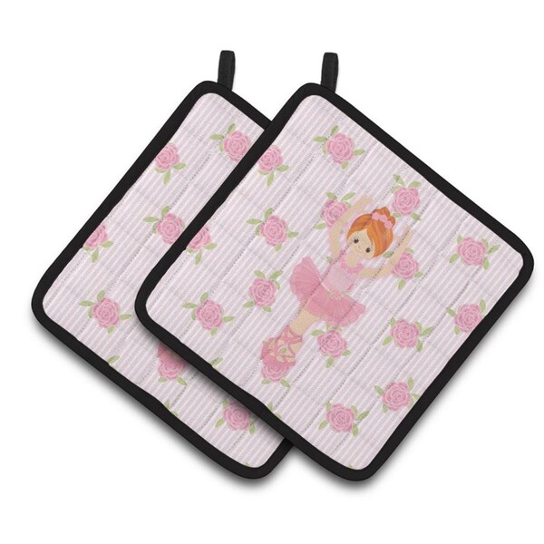 Carolines Treasures Ballerina Red Front Pose Pair of Pot Holders - BB5169PTHD