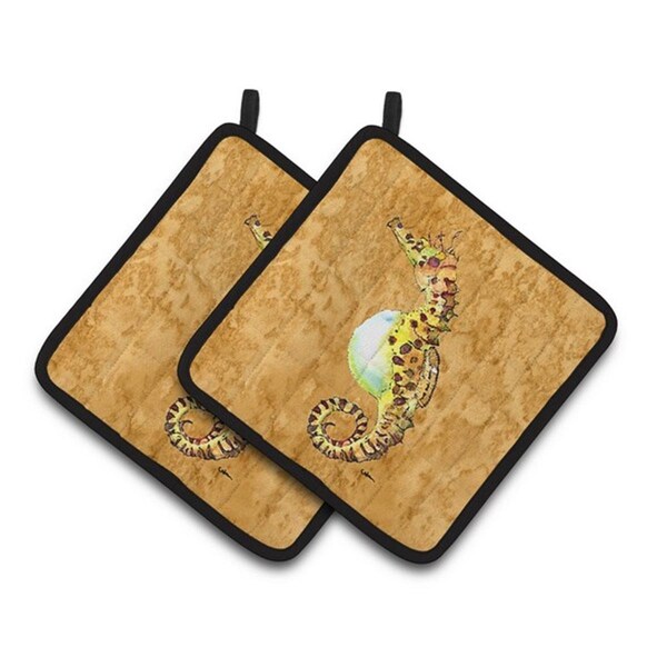 Carolines Treasures Seahorse Pair of Pot Holders, 7.5 x 3 x 7.5 in. - 8640PTHD
