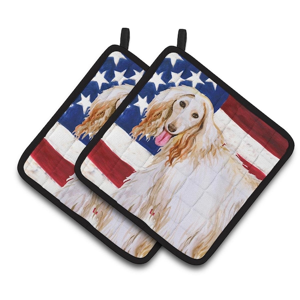 Carolines Treasures Afghan Hound Patriotic Pair of Pot Holders - BB9702PTHD