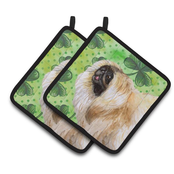 Carolines Treasures Pekingese St.Patricks Pair of Pot Holders - BB9855PTHD