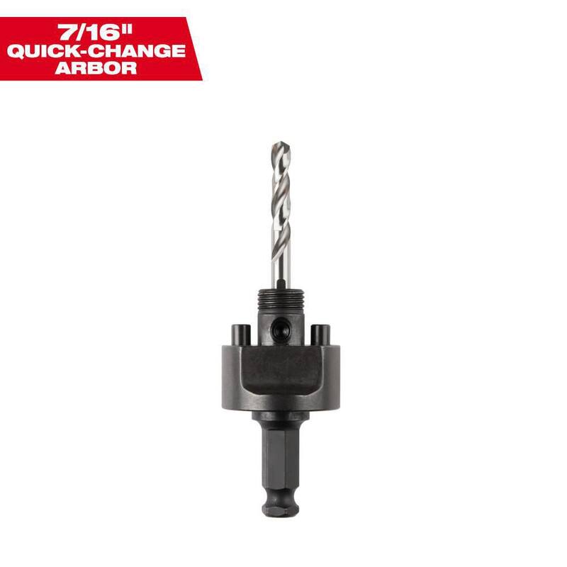 Adaptador de sierra perforadora de agujero grande de cambio rápido de 7/16 pulgadas de Milwaukee con broca piloto - 49-56-7240