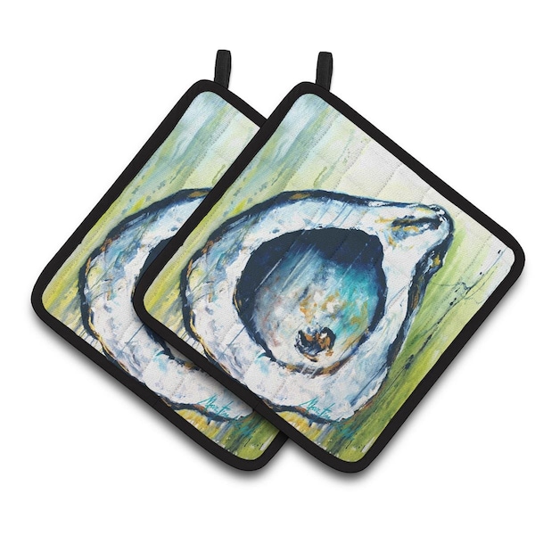 Carolines Treasures Blue Rock Oyster Pair of Pot Holders - MW1308PTHD