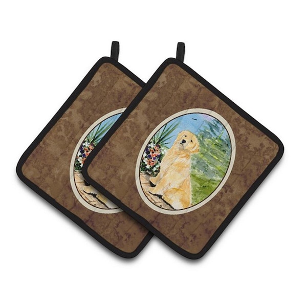 Carolines Treasures Golden Retriever Pair of Pot Holders, 7.5 x 3 x 7.5 in. - SS8758PTHD