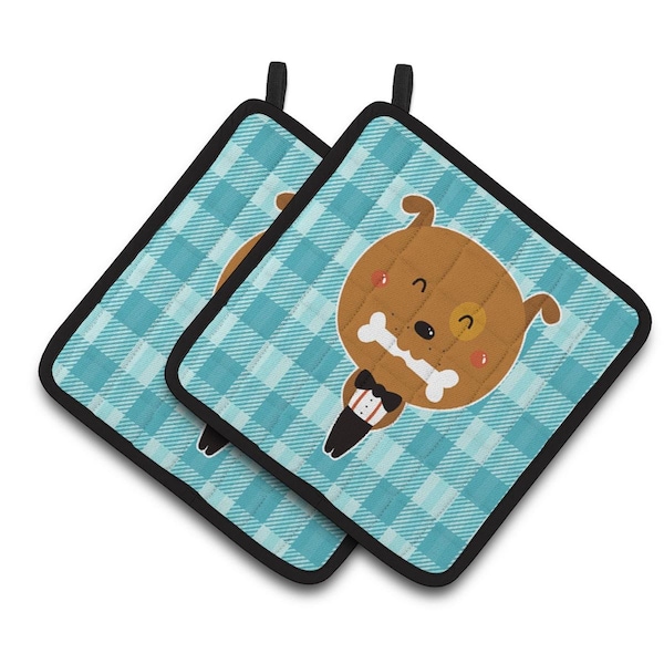 Carolines Treasures Dog in Tuxedo Pair of Pot Holders - BB6737PTHD