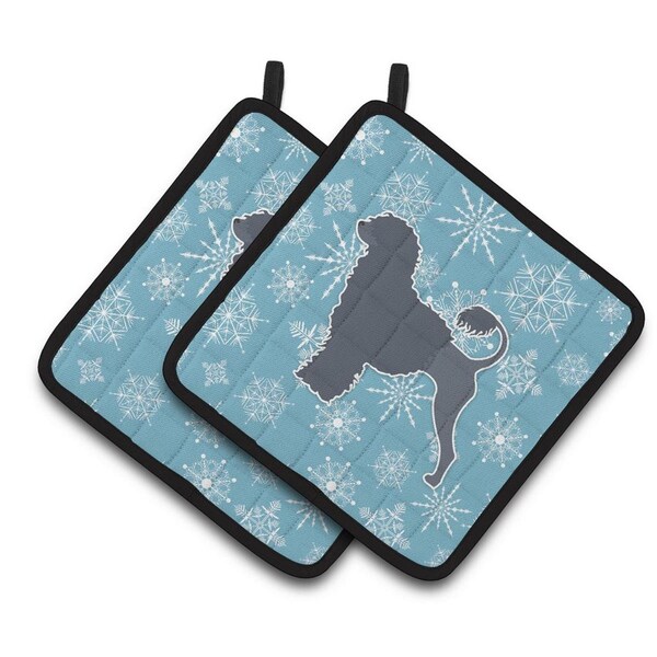 Carolines Treasures Winter Snowflake Portuguese Water Dog Pair of Pot Holders - BB3568PTHD