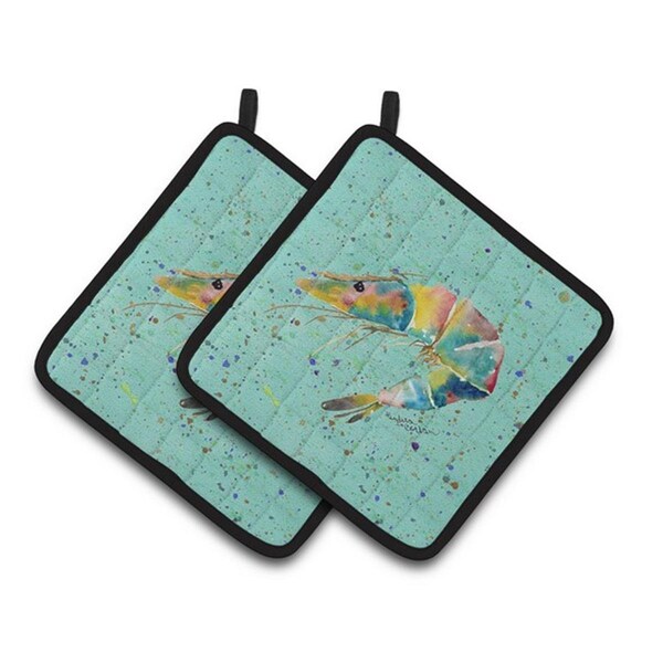 Carolines Treasures Shrmip Pair of Pot Holders, 7.5 x 3 x 7.5 in. - 8460PTHD