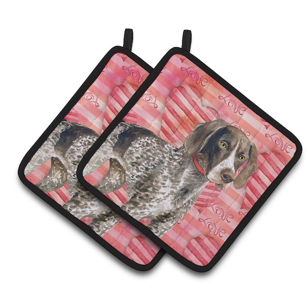Carolines Treasures German Shorthaired Pointer Love Pair of Pot Holders - BB9728PTHD