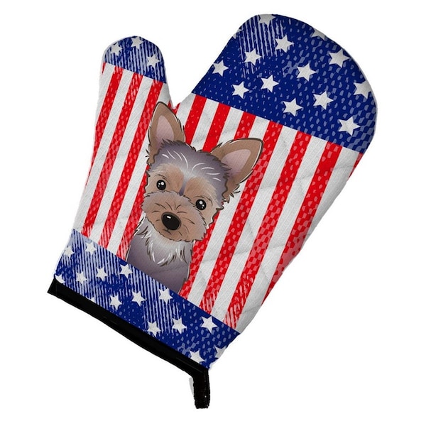 Carolines Treasures American Flag and Yorkie Puppy Oven Mitt - BB2162OVMT