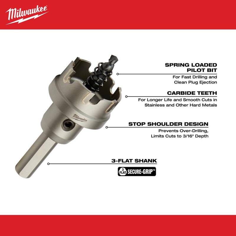 Cortador de orificios de carburo de 1-1/4 pulgadas Milwaukee (paquete de 1) - 49-57-8619