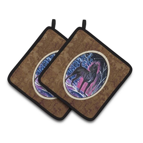 Carolines Treasures Starry Night Cane Corso Pair of Pot Holders, 7.5 x 3 x 7.5 in. - SS8410PTHD