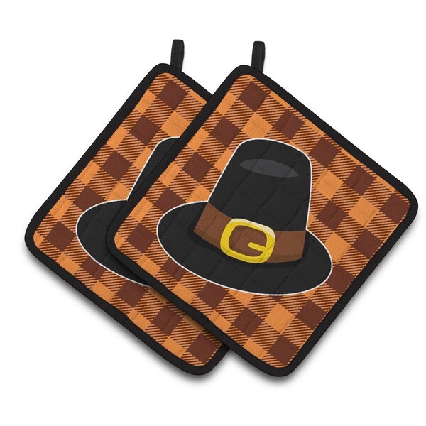 Carolines Treasures Thanksgiving Pilgrim Hat Pair of Pot Holders - BB7112PTHD