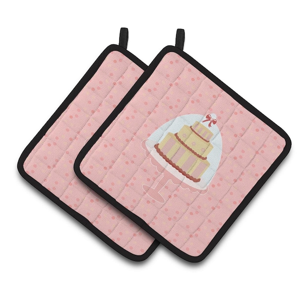 Carolines Treasures Decorative Cake 3 Tier Pink Pair of Pot Holders - BB7275PTHD