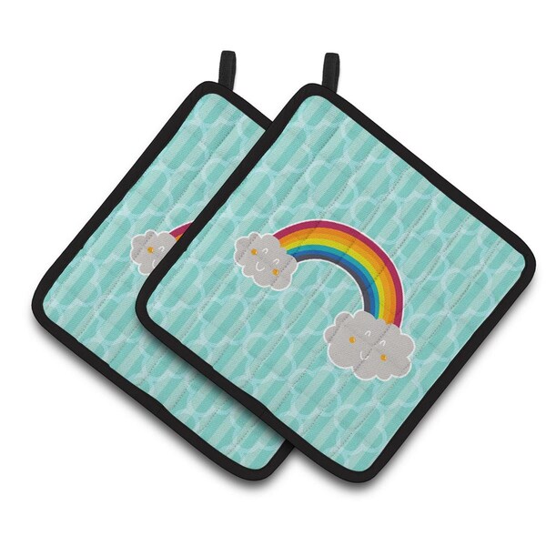 Carolines Treasures Rainbow in Clouds Pair of Pot Holders - BB6789PTHD