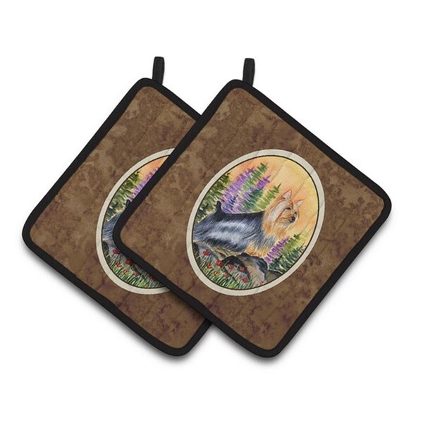 Carolines Treasures Silky Terrier Pair of Pot Holders, 7.5 x 3 x 7.5 in. - SS8262PTHD