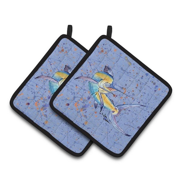 Carolines Treasures Blue Marlin Pair of Pot Holders, 7.5 x 3 x 7.5 in. - 8350PTHD
