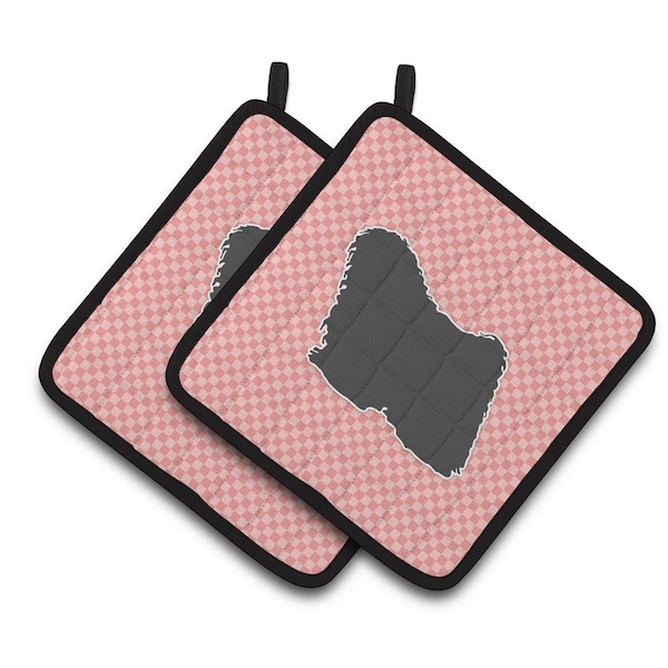 Carolines Treasures Puli Checkerboard Pink Pair of Pot Holders - BB3663PTHD