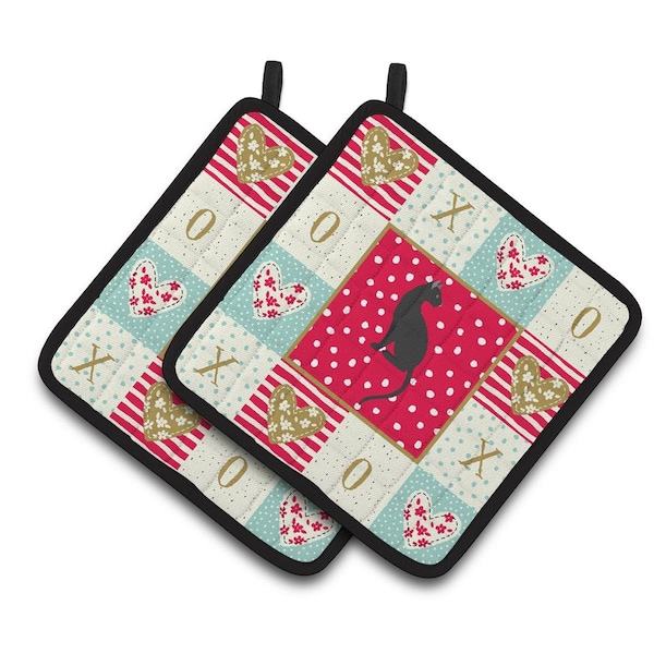 Carolines Treasures 7.5 x 7.5 in. Pantherette Cat Love Pair of Pot Holders - CK5778PTHD