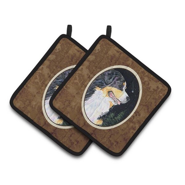 Carolines Treasures Starry Night Bernese Mountain Dog Pair of Pot Holders, 7.5 x 3 x 7.5 in. - SS8512PTHD