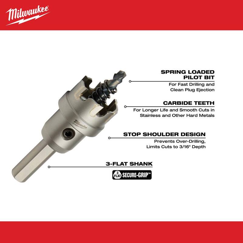 Broca de agujero de carburo de 1 pulgada de Milwaukee (Paquete de 1) - 49-57-8611