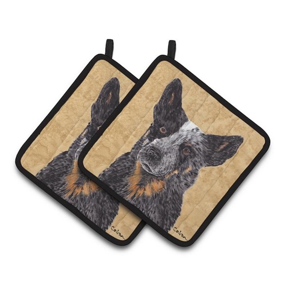 Carolines Treasures Australian Cattle Dog Wipe Your Paws Pair of Pot Holders, 7.5 x 3 x 7.5 in. - SC9141PTHD