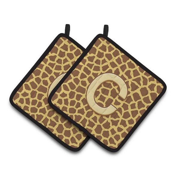 Carolines Treasures Monogram Initial C Giraffe Pair of Pot Holders, 7.5 x 3 x 7.5 in. - CJ1025-CPTHD