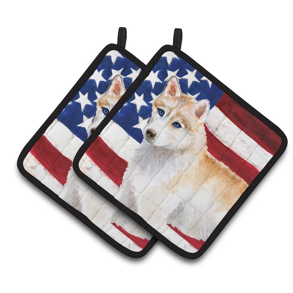 Carolines Treasures Siberian Husky Patriotic Pair of Pot Holders - BB9655PTHD