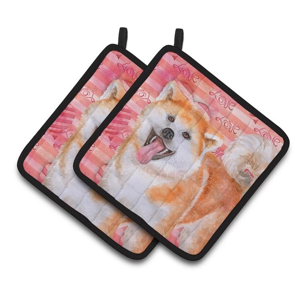 Carolines Treasures Akita Love Pair of Pot Holders - BB9790PTHD