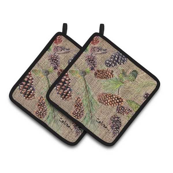 Carolines Treasures Pine Cones Pair of Pot Holders, 7.5 x 3 x 7.5 in. - 8735PTHD