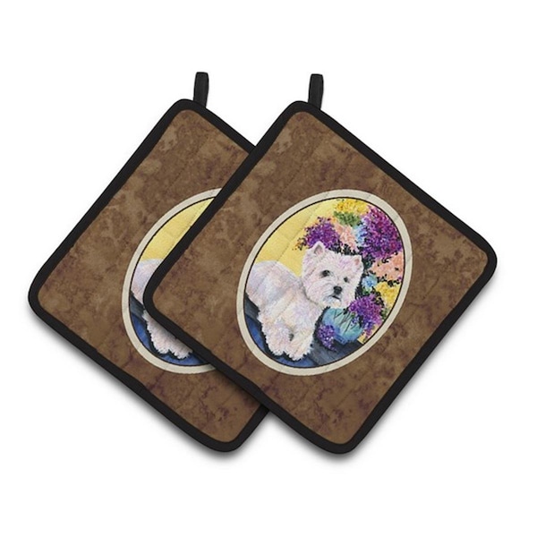 Carolines Treasures Westie Pair of Pot Holders, 7.5 x 3 x 7.5 in. - SS8291PTHD