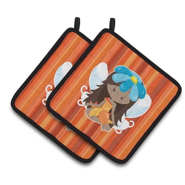 Carolines Treasures Carolines Treasures BB6915PTHD Fairy Orange Stripes Pair of Pot Holders - BB6915PTHD